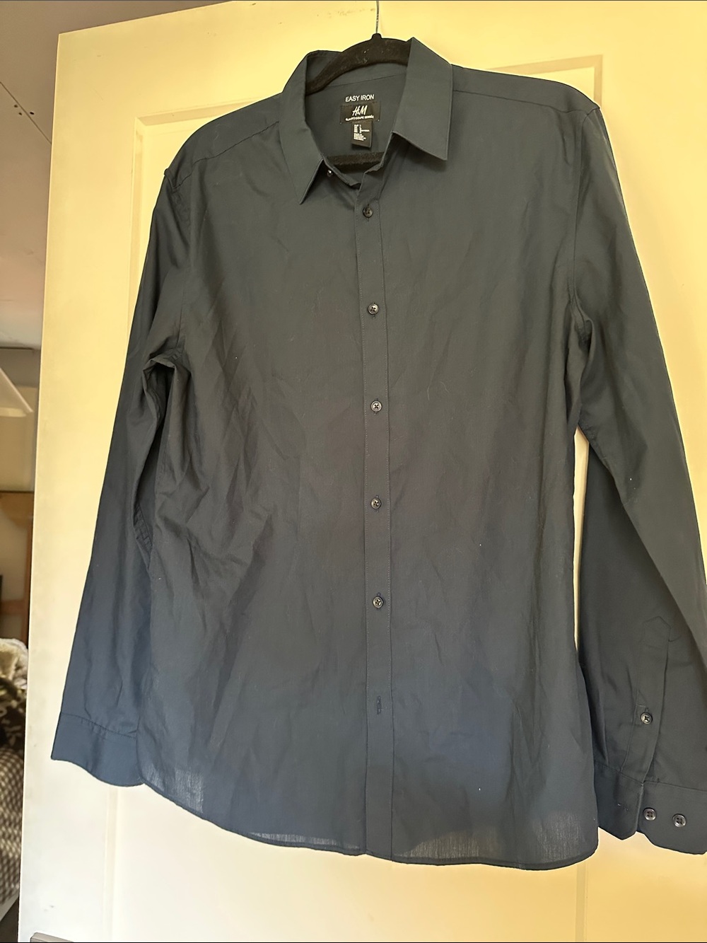H&M Men's Dark Navy Long-Sleeve Dress Shirt